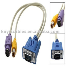 VGA to AV Converter Cable RCA Composite S-Video Adapter Cable